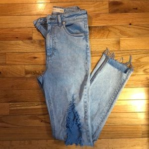 ASOS light wash high waisted ripped jeans